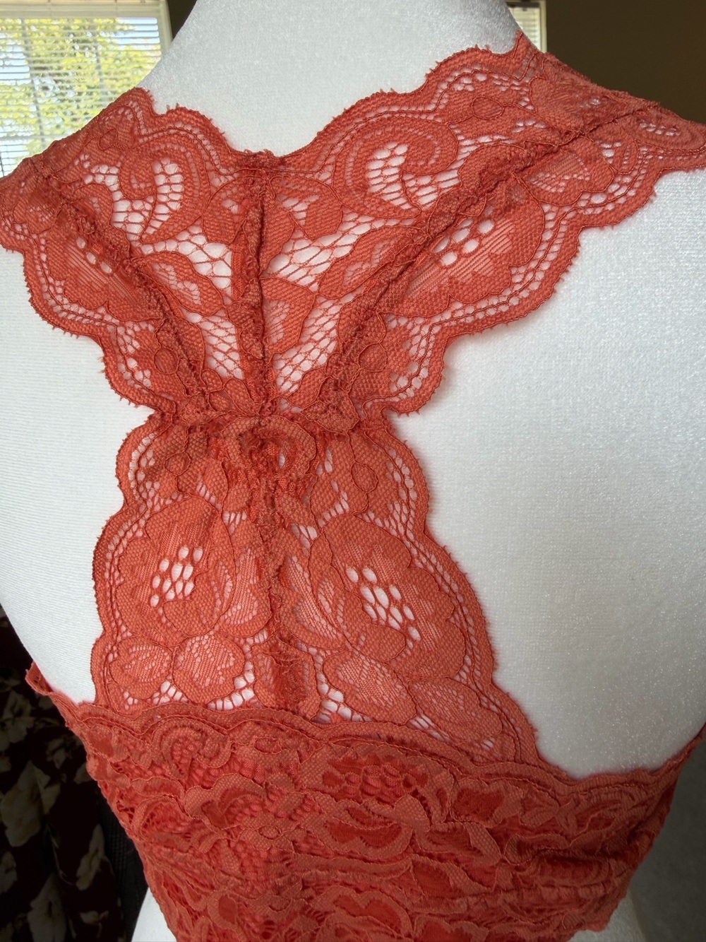 🧡Serra Lace Racerback Bralette - Coral Orange - Picture 8 of 14